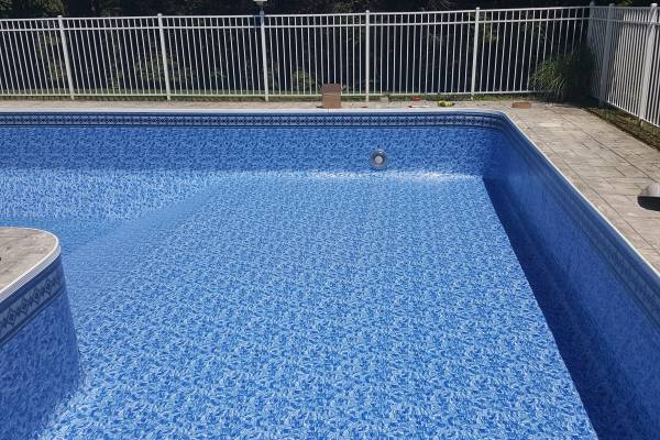 a newly installed perfect fit Garrett vinyl pool liner - Monte Carlo Browning