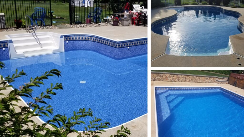 three inground pools featuring a tried and true pool liner pattern by Garrett